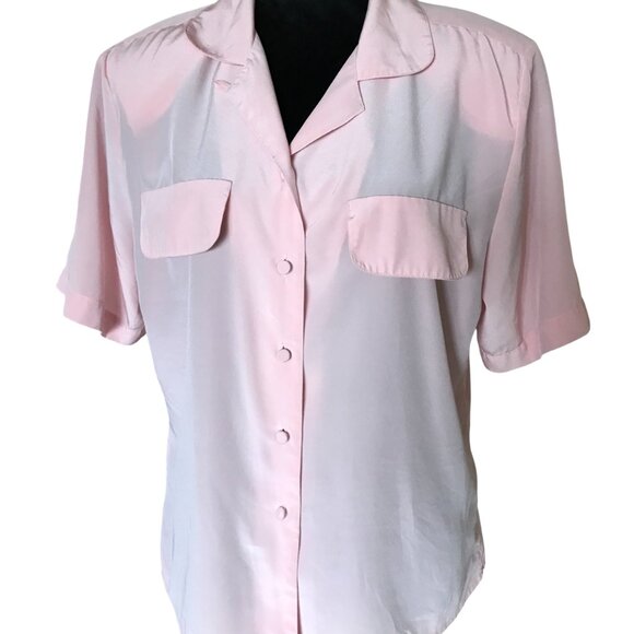 Alyssa Carr 70s Tunic Top: Vintage Pink Short Sleeve Blouse, Size 12 - Picture 5 of 6